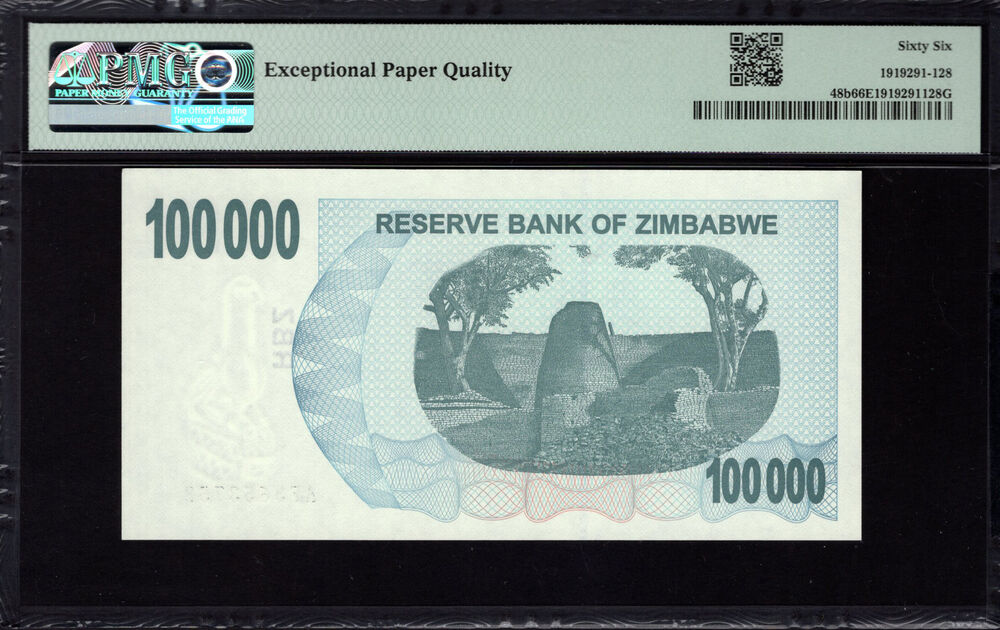 Zimbabwe - 100.000 Dollars 2006 - Pick # 48b - PMG 66 EPQ
