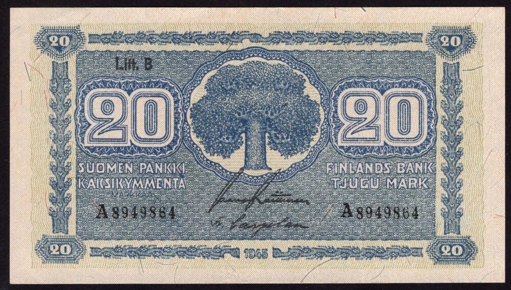 Finland - 20 Markkaa 1945 - Pick # 86 - AU