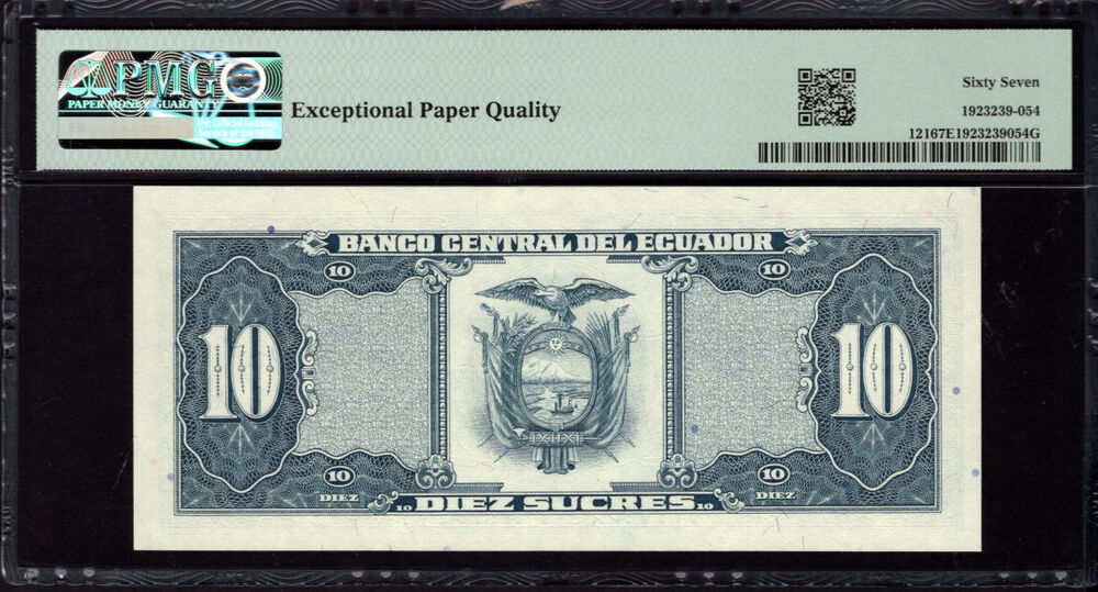 Ecuador - 10 Sucres 1986 - Pick # 121 - PMG 67 EPQ