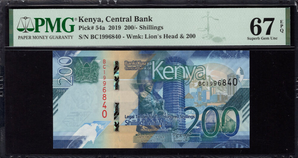 Kenya - 200 Shillings 2019 - Pick # 54a - PMG 67 EPQ