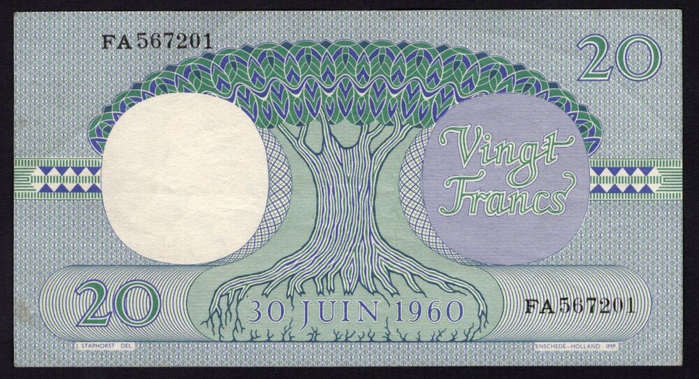 Congo DR - 20 Francs 1962 - Pick # 4 - VF