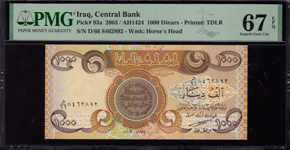 Iraq - 1.000 Dinars 2003 - Pick # 93a - PMG 67 EPQ