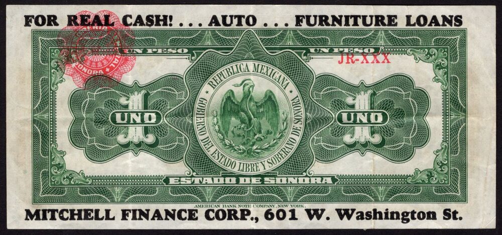 Mexico - 1 Peso 1913 - Advertisement Note - VF