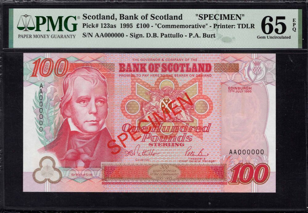 Scotland - 100 Pounds 1995 - Pick # 123as - PMG 65 EPQ