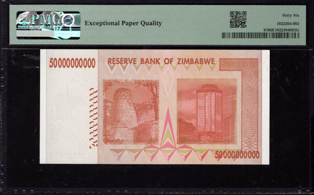 Zimbabwe - 50.000.000.000 Dollars 2008 - Pick # 87 - PMG 66 EPQ