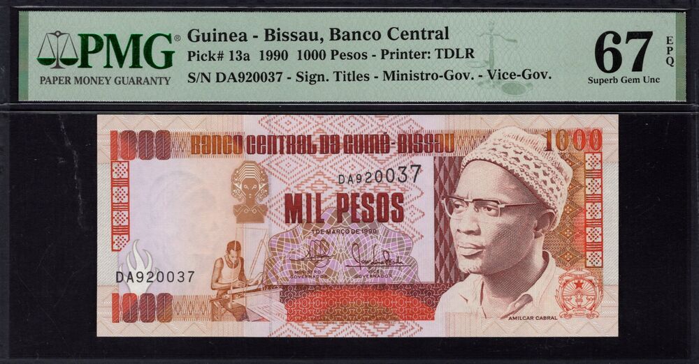 Guinea-Bissau - 1000 Pesos 1990 - Pick # 13a - PMG 67 EPQ