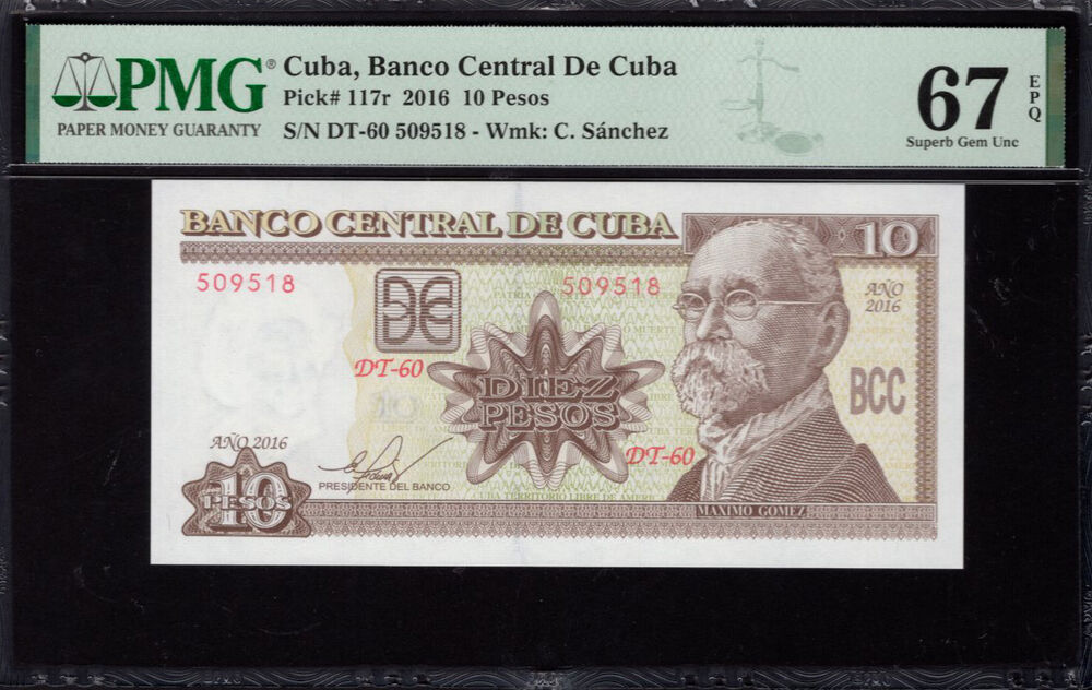 Cuba - 10 Pesos 2016 - Pick # 117r - PMG 67 EPQ