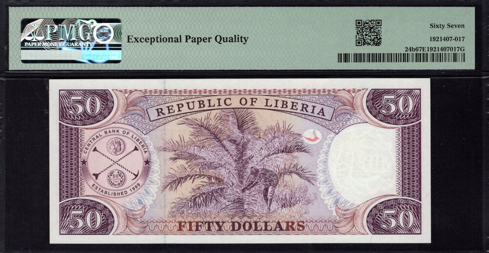 Liberia - 50 Dollars 2002 - Pick # 24b - PMG 67 EPQ