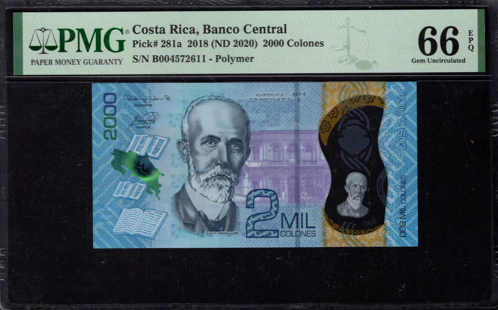 Costa Rica - 2000 Colones 2018 - Pick # 281a - PMG 66 EPQ