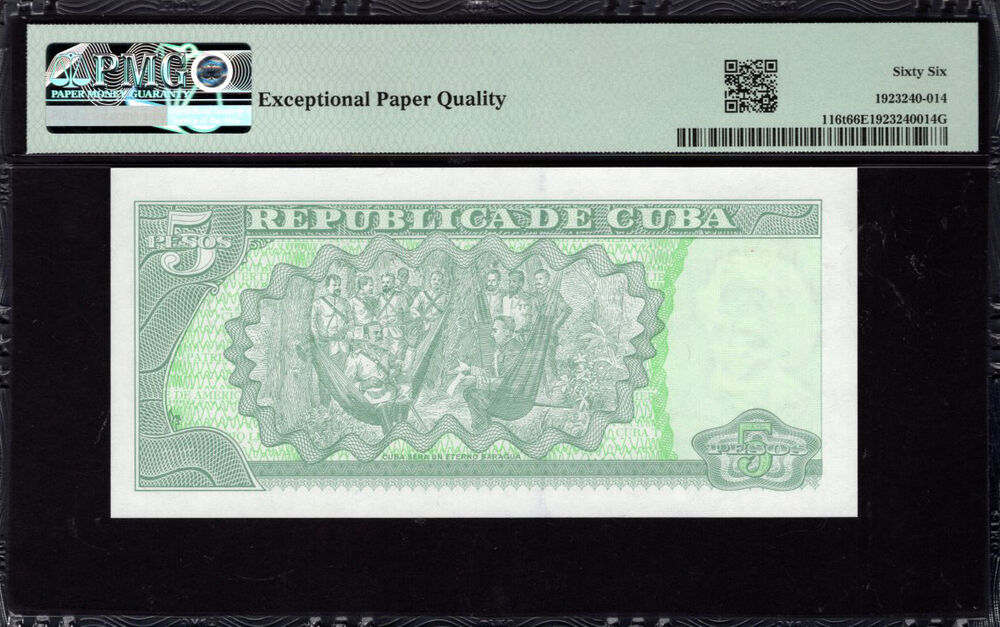 Cuba - 5 Pesos 2019 - Pick # 116t - PMG 66 EPQ