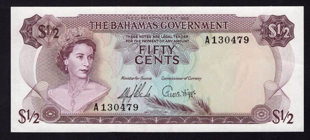 Bahamas - 1/2 Dollar L.1965 - Pick # 17 - AU