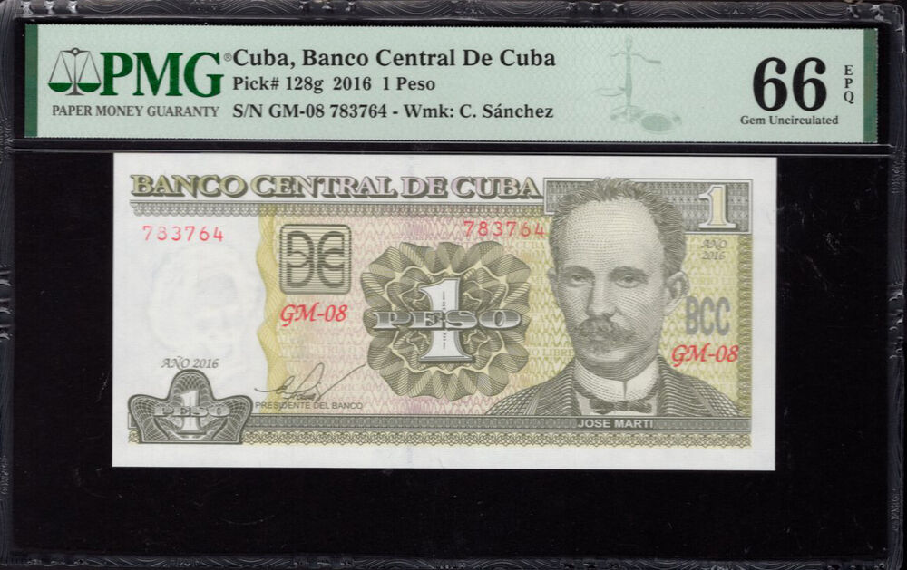 Cuba - 1 Peso 2016 - Pick # 128g - PMG 66 EPQ