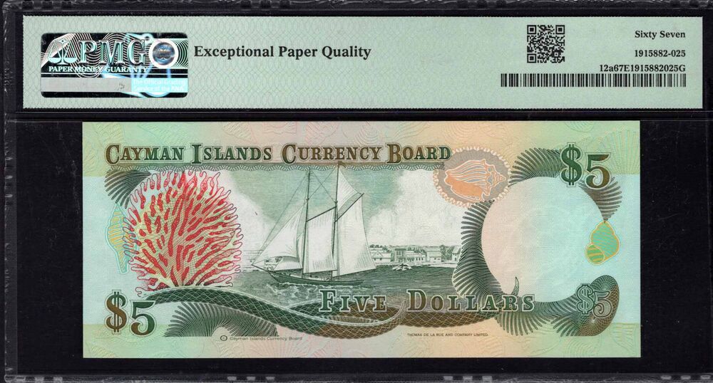 Cayman Islands - 5 Dollars 1991 - Pick # 12a - PMG 67 EPQ