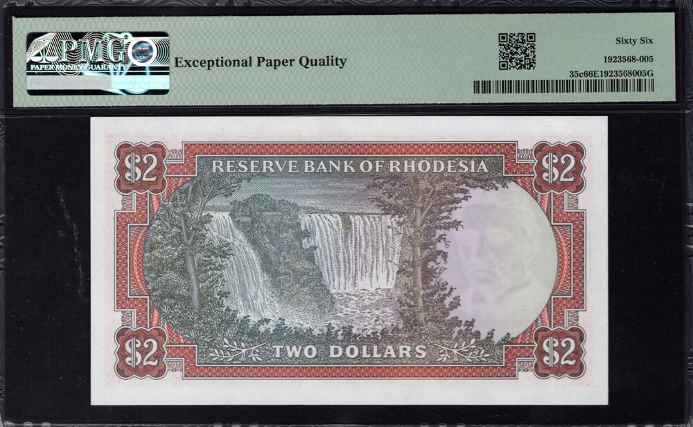 Rhodesia - 2 Dollars 1977 - Pick # 35c - PMG 66 EPQ