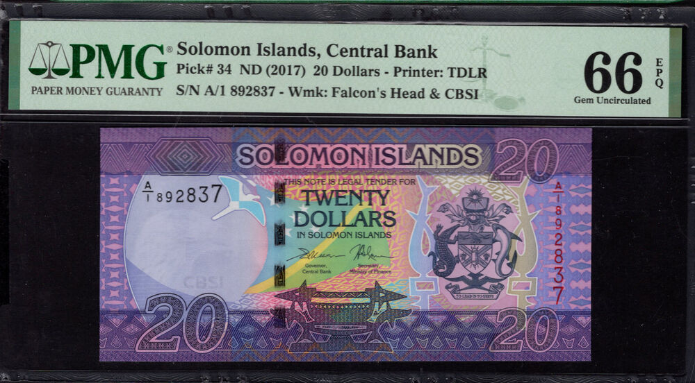 Solomon Islands - 20 Dollars 2017 - Pick # 34 - PMG 66 EPQ