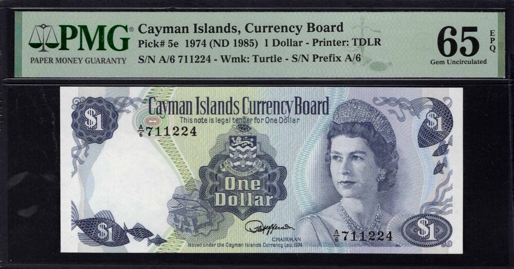Cayman Islands - 1 Dollar 1974 - Pick # 5e - PMG 65 EPQ