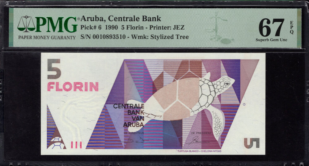 Aruba - 5 Florin 1990 - Pick # 6 - PMG 67 EPQ