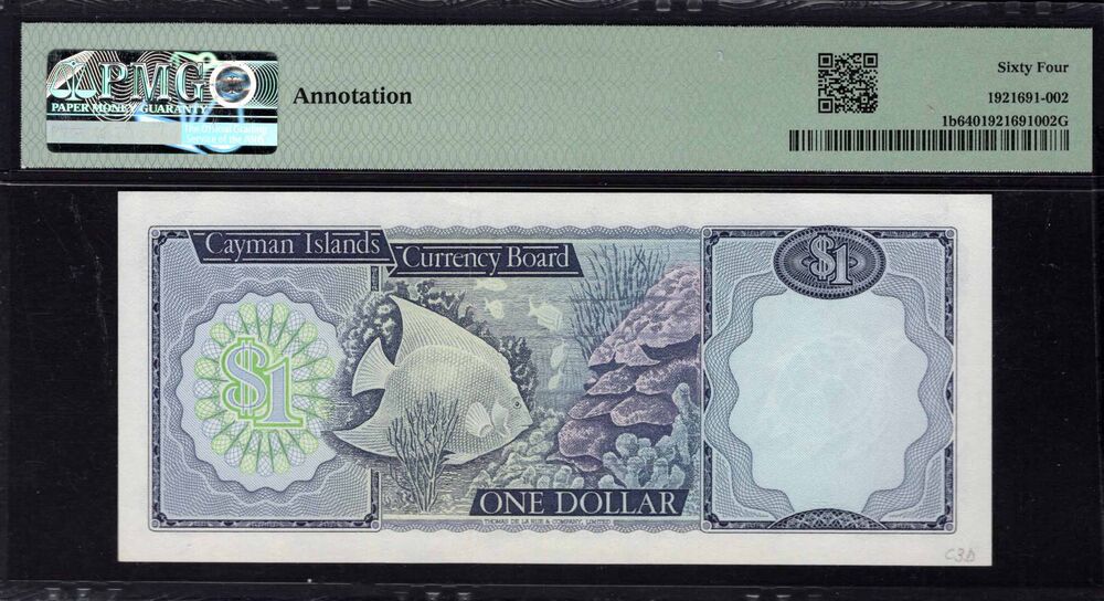 Cayman Islands - 1 Dollar 1971 - Pick # 1b - PMG 64 Choice Uncirculated