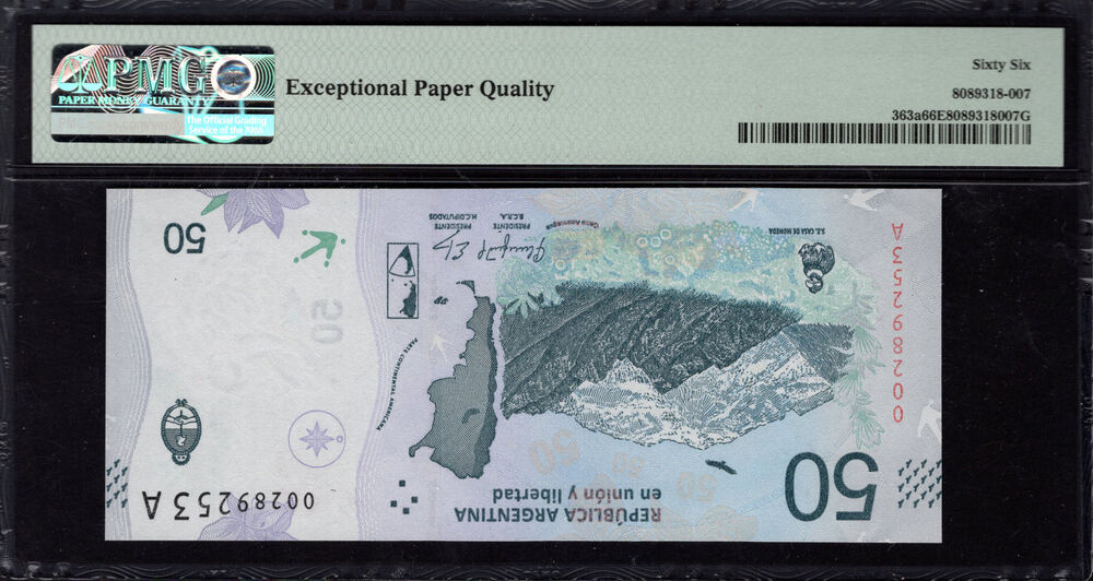 Argentina - 50 Pesos 2018 - Pick # 363a - PMG 66 EPQ