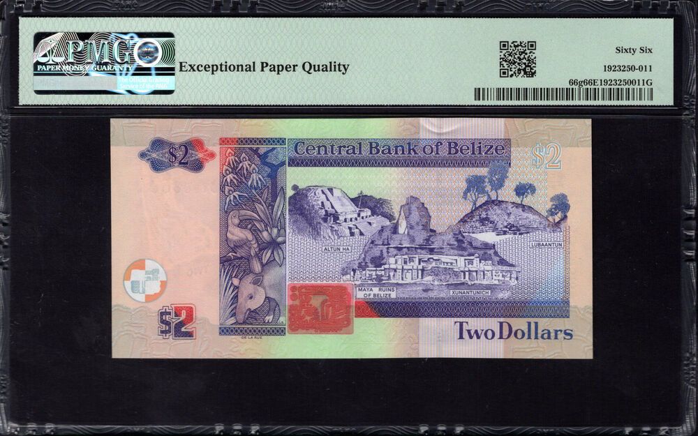 Belize - 2 Dollars 2021 - Pick # 66g - PMG 66 EPQ