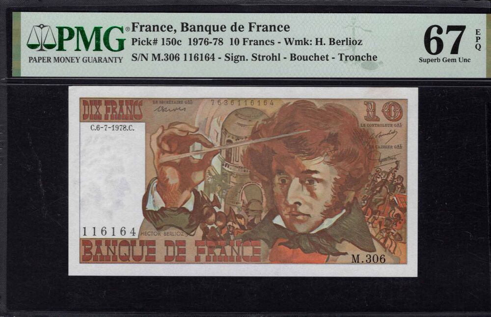France - 10 Francs 1976 - Pick # 150c - PMG 67 EPQ