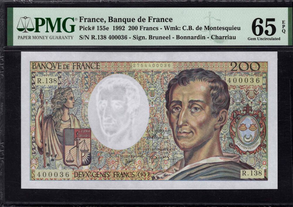 France - 200 Francs 1992 - Pick # 155e - PMG 65 EPQ