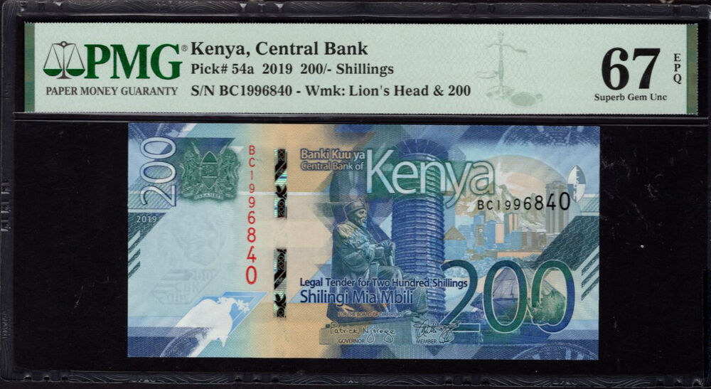 Kenya - 200 Shillings 2019 - Pick # 54a - PMG 67 EPQ