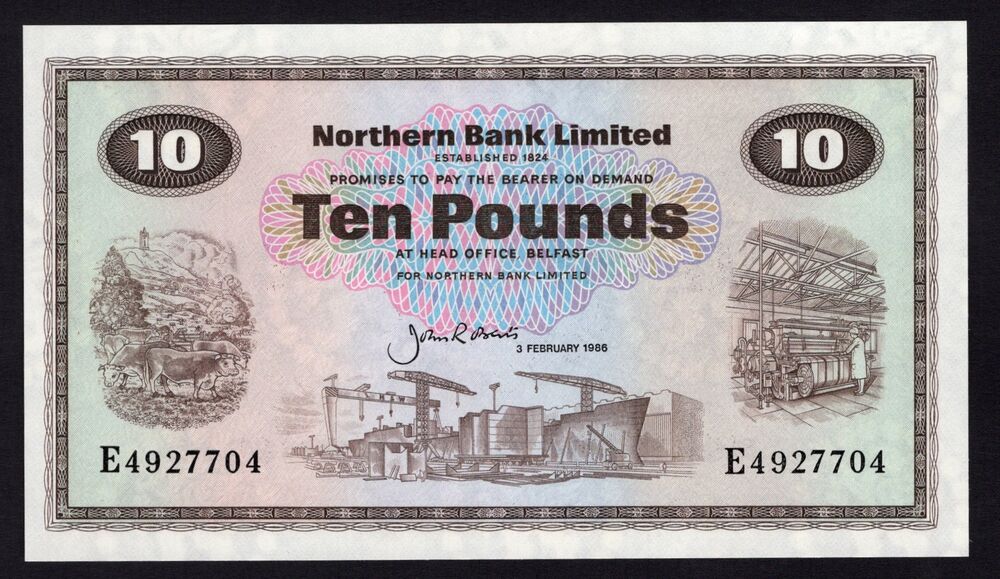 Ireland, Northern - 10 Pounds 1986 - Pick # 189e - UNC