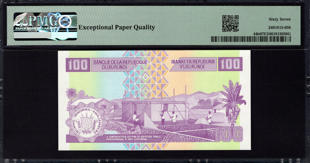 Burundi - 100 Francs 2011 - Pick # 44b - PMG 67 EPQ