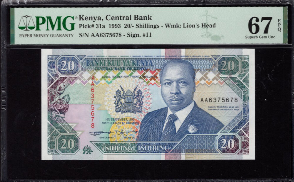 Kenya - 20 Shillings 1993 - Pick # 31a - PMG 67 EPQ