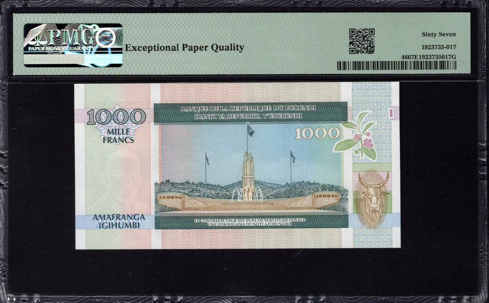 Burundi - 1000 Francs 2009 - Pick # 46 - PMG 67 EPQ