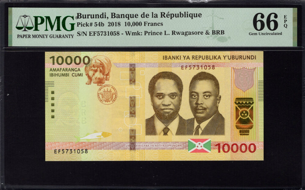 Burundi - 10.000 Francs 2018 - Pick # 54b - PMG 66 EPQ