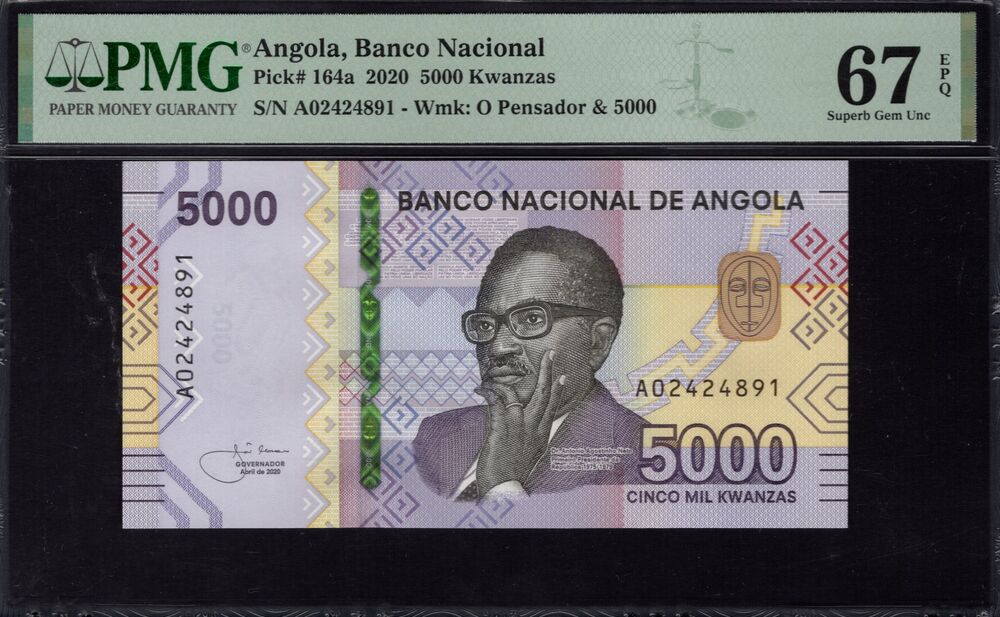 Angola - 5000 Kwanzas 2020 - Pick # 164a - PMG 67 EPQ