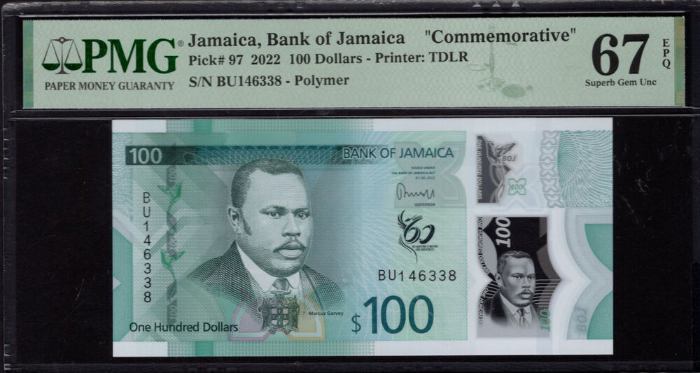 Jamaica - 100 Dollars 2022 - Pick # 97 - PMG 67 EPQ