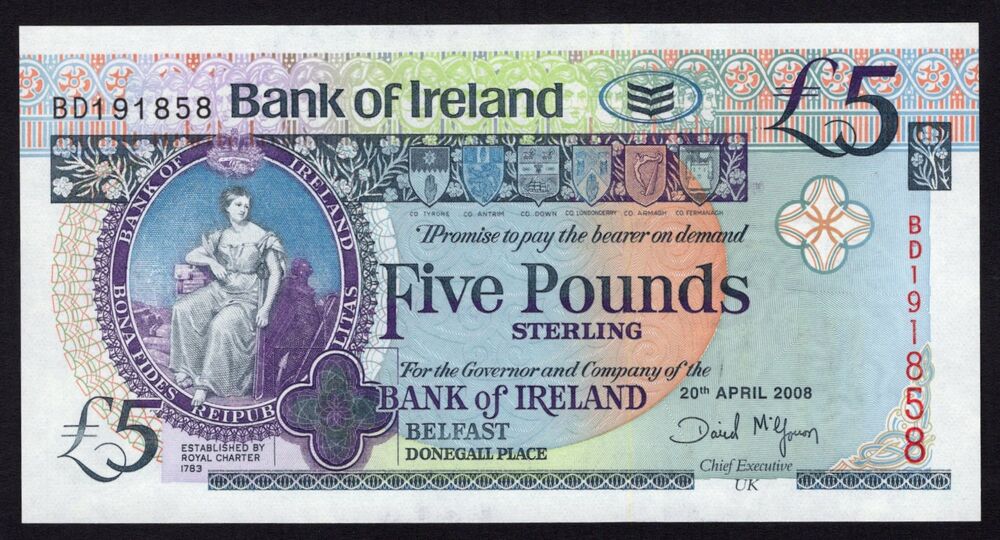 Ireland, Northern - 5 Pounds 2008 - Pick # 83 - UNC