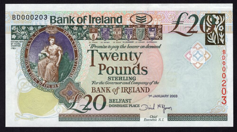 Ireland, Northern - 20 Pounds 2003 - Pick # 80a - UNC-