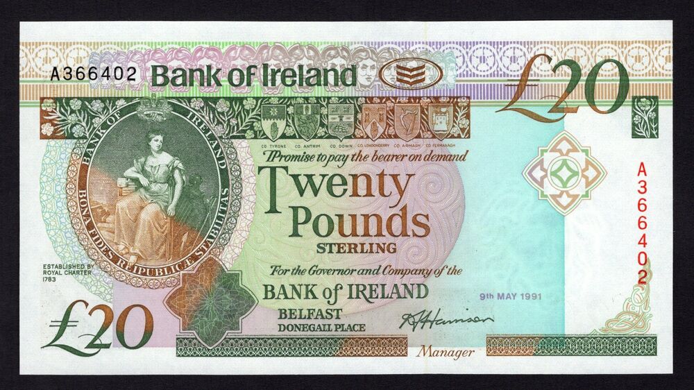 Ireland, Northern - 20 Pounds 1991 - Pick # 72a - UNC
