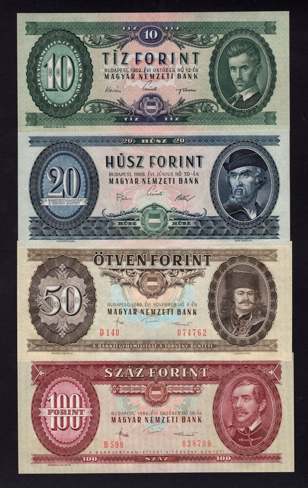 Hungary - Group of 4 notes 1962/89 - AU/UNC