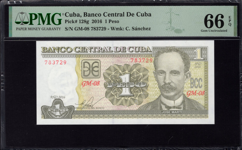 Cuba - 1 Peso 2016 - Pick # 128g - PMG 66 EPQ