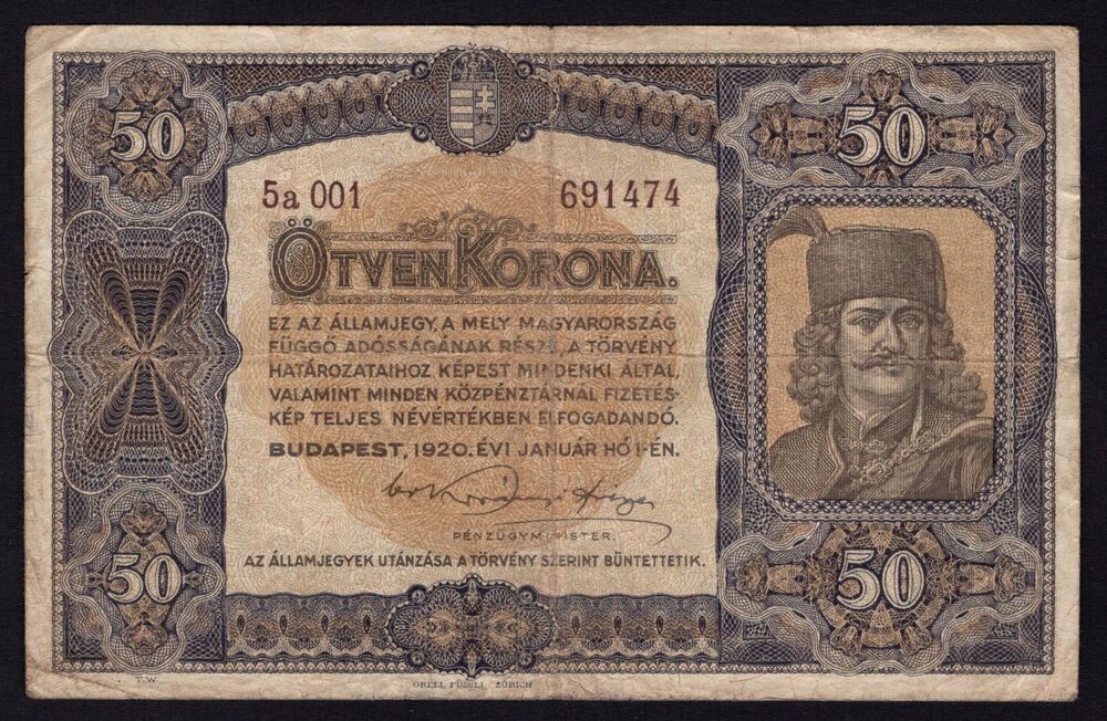 Hungary - 50 Korona 1920 - Pick # 62 - aFine