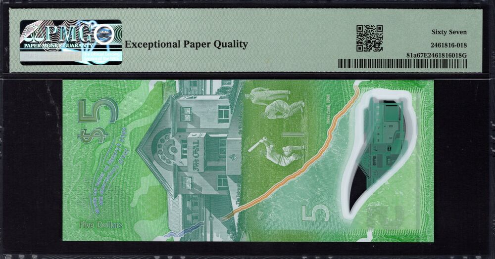 Barbados - 5 Dollars 2022 - Pick # 81a - PMG 67 EPQ