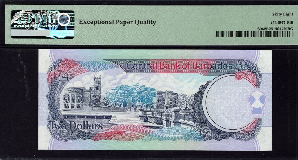 Barbados - 2 Dollars 2000 - Pick # 60 - PMG 68 EPQ