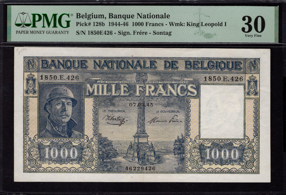Belgium - 1000 Francs 1944 - Pick # 128b - PMG 30