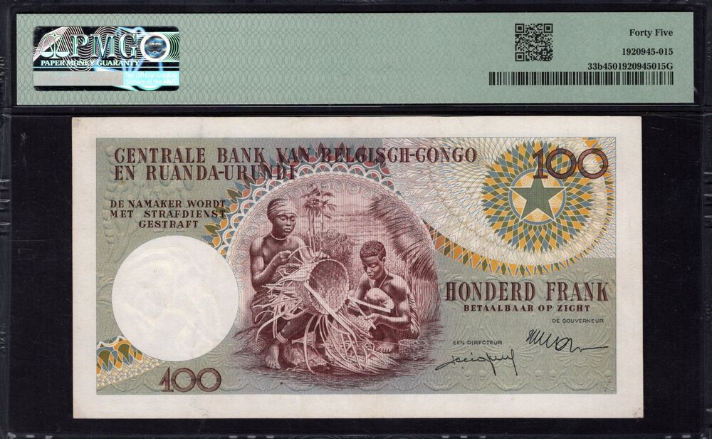 Belgium - 100 Francs 1956 - Pick # 33b - PMG 45
