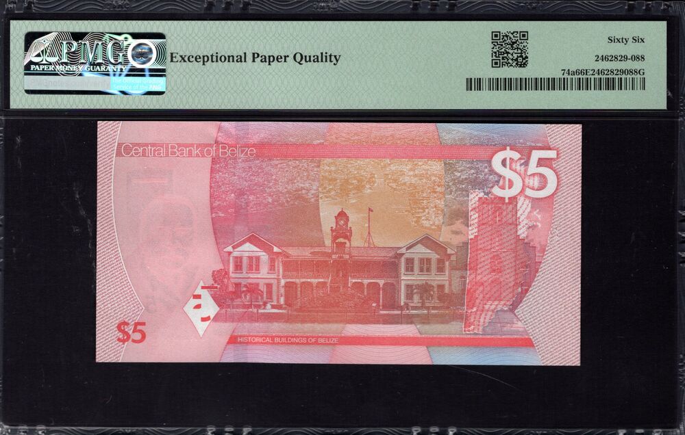 Belize - 5 Dollars 2025 - Pick # 74a - PMG 66 EPQ