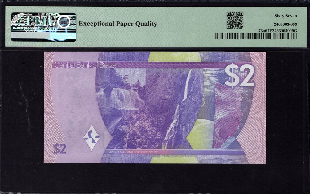 Belize - 2 Dollars 2025 - Pick # 73a - PMG 67 EPQ