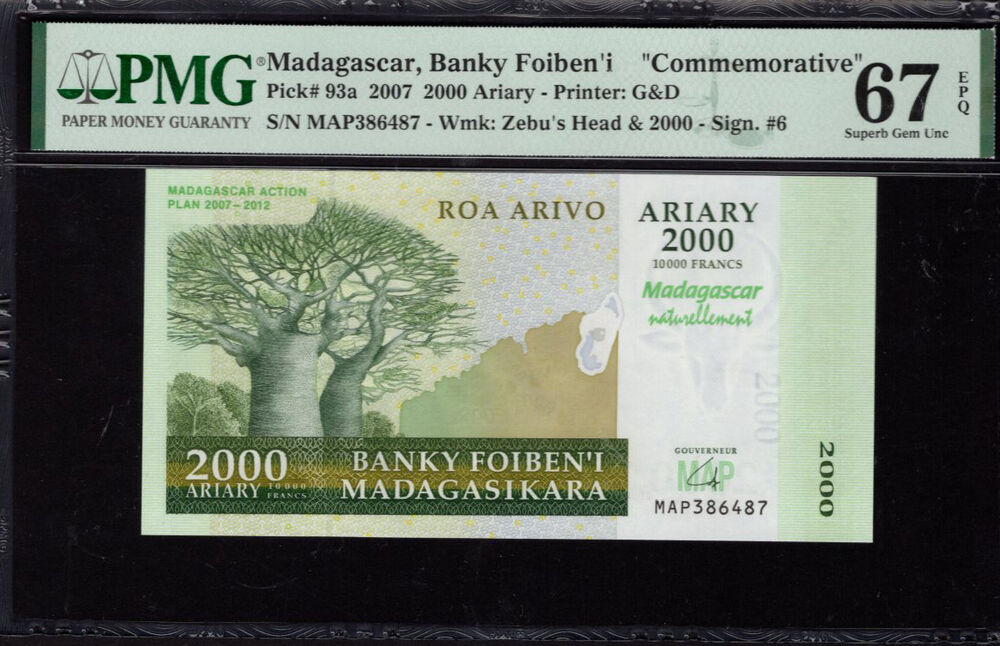 Madagascar - 2.000 Ariary 2007 - Pick # 93a - PMG 67 EPQ
