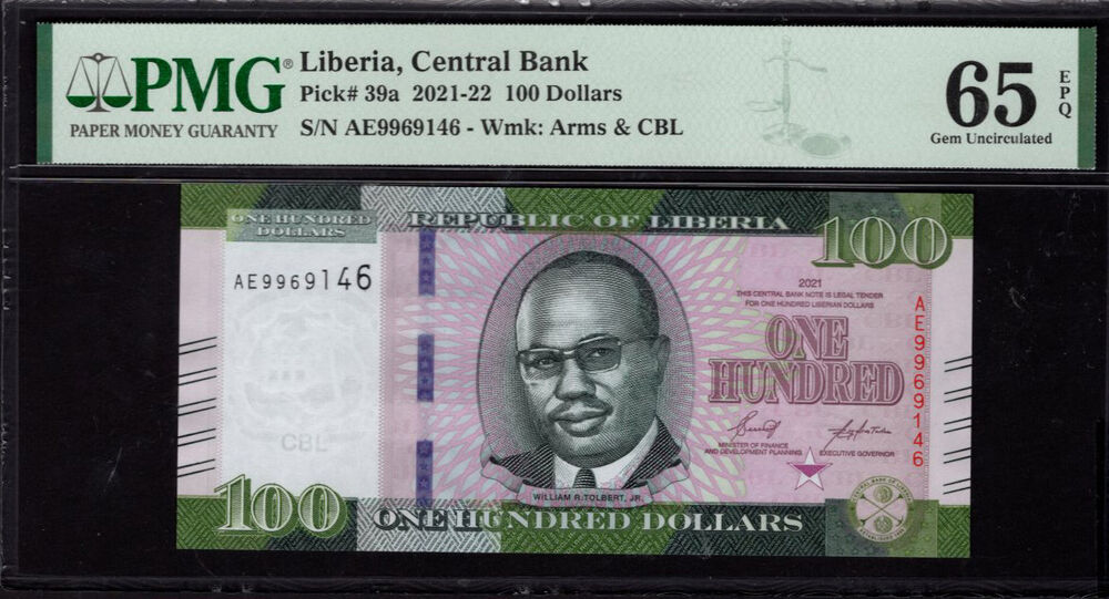 Liberia - 100 Dollars 2021 - Pick # 39a - PMG 65 EPQ
