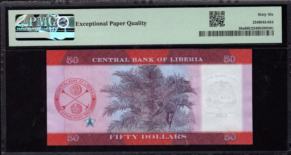 Liberia - 50 Dollars 2022 - Pick # 38a - PMG 66 EPQ
