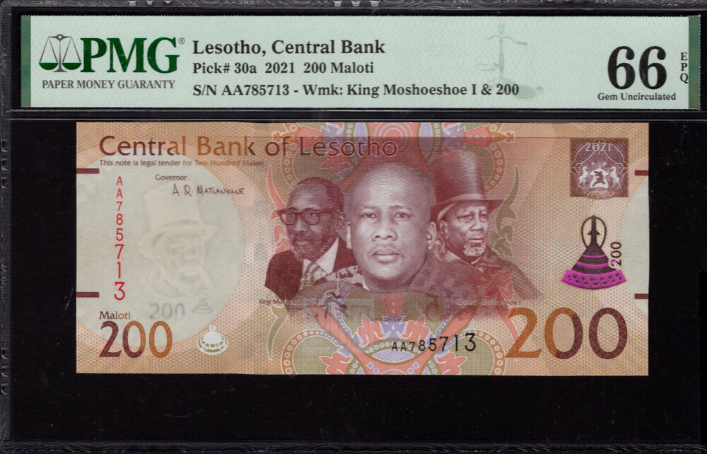 Lesotho - 200 Maloti 2021 - Pick # 30a - PMG 66 EPQ